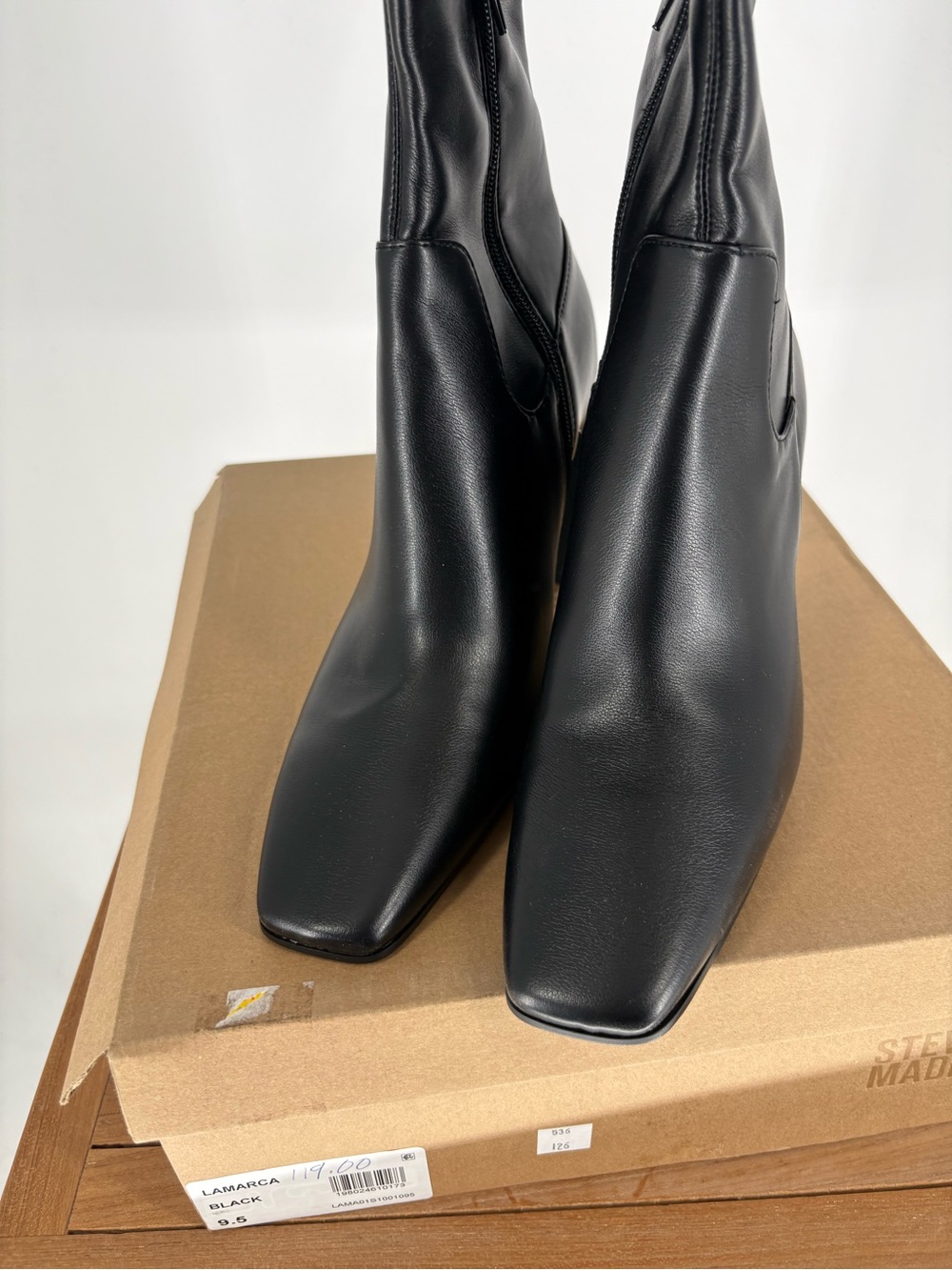 New Steve Madden Black Mid-Calf Pointed Toe Block Heel Boots - Women size 9.5 - Picture 5 of 9